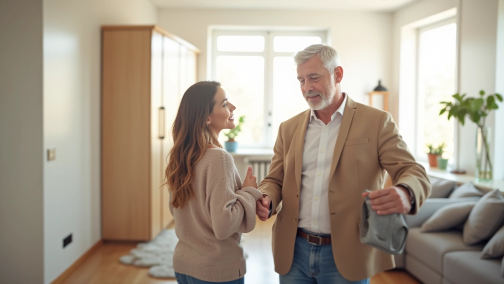 Rodina prohlíží si bytový prostor s realitním agentem během prohlídky